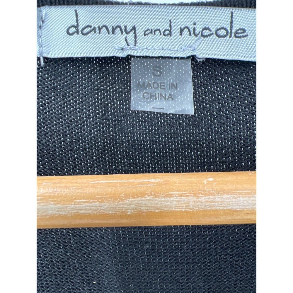 Danny and Nicole Black Knit Tiered Ruffle Bell Sleeve Dress White Trim Small‎ - Picture 5 of 7